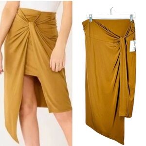 NWT Nine West Wrap Skirt Midi Dark Gold  Brown Size XL